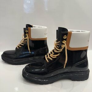 See by Chloe lace up black rain boots size 41